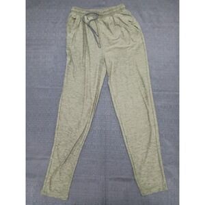 VIVELY Olive Green Heathered Jogger Pants Zipper Drawstring Waist Athleisure